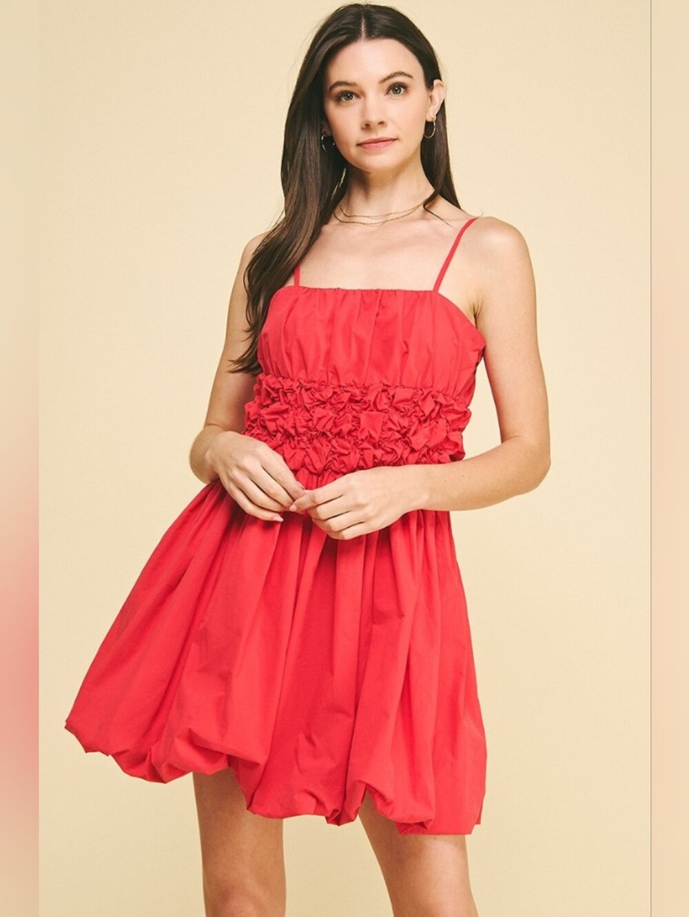 NWT Red Bubble Hem Dress S/M/L